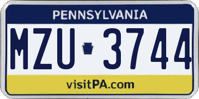 PA license plate MZU3744