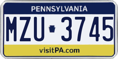 PA license plate MZU3745