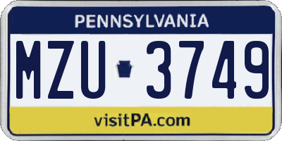 PA license plate MZU3749