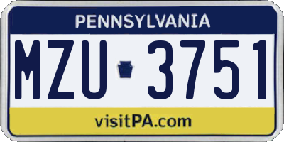 PA license plate MZU3751