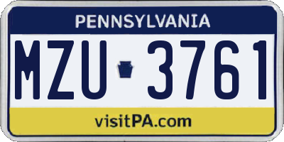 PA license plate MZU3761