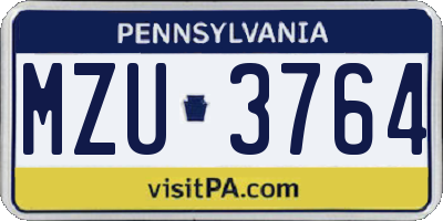 PA license plate MZU3764
