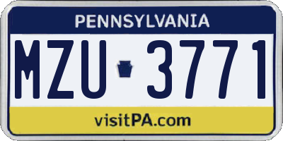 PA license plate MZU3771