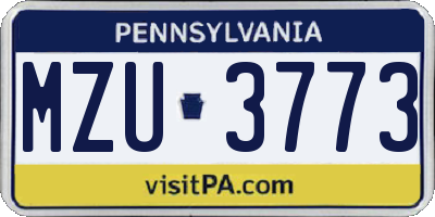 PA license plate MZU3773
