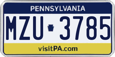 PA license plate MZU3785