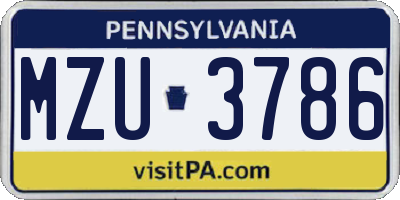 PA license plate MZU3786