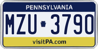 PA license plate MZU3790
