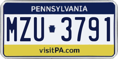 PA license plate MZU3791