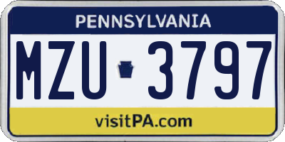 PA license plate MZU3797