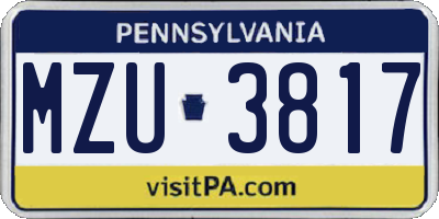 PA license plate MZU3817