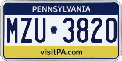 PA license plate MZU3820