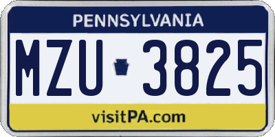 PA license plate MZU3825
