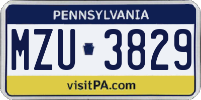 PA license plate MZU3829