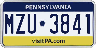 PA license plate MZU3841