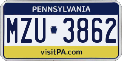 PA license plate MZU3862