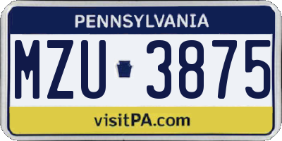 PA license plate MZU3875