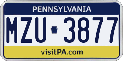 PA license plate MZU3877