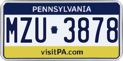 PA license plate MZU3878
