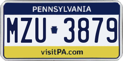 PA license plate MZU3879