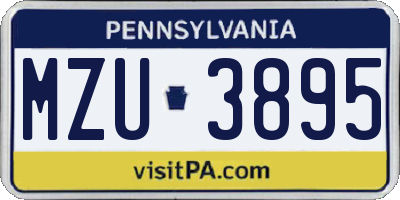 PA license plate MZU3895