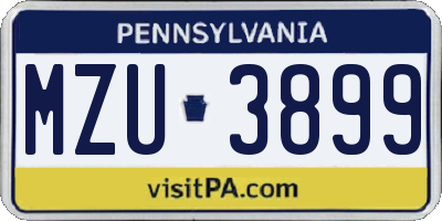 PA license plate MZU3899