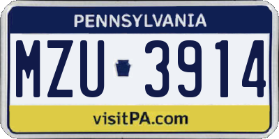 PA license plate MZU3914