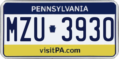 PA license plate MZU3930