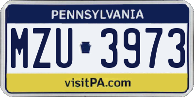 PA license plate MZU3973