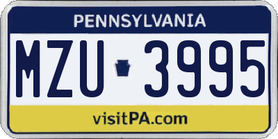 PA license plate MZU3995