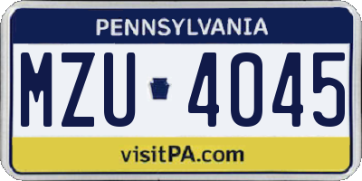 PA license plate MZU4045
