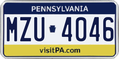 PA license plate MZU4046