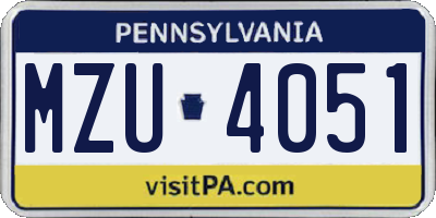 PA license plate MZU4051