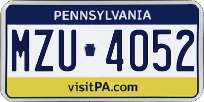 PA license plate MZU4052