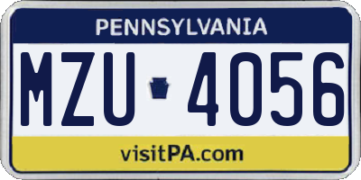 PA license plate MZU4056