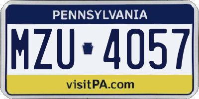 PA license plate MZU4057