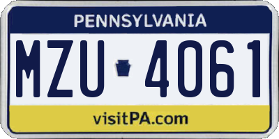 PA license plate MZU4061