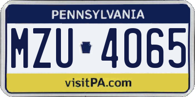 PA license plate MZU4065
