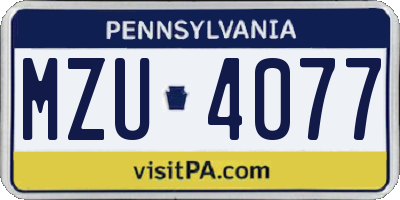 PA license plate MZU4077