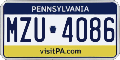 PA license plate MZU4086