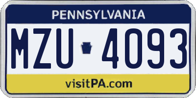 PA license plate MZU4093