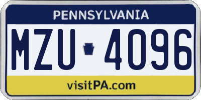 PA license plate MZU4096