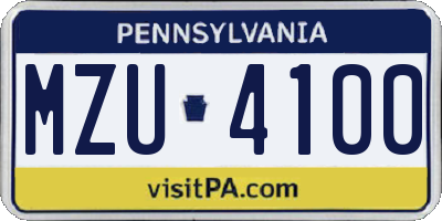 PA license plate MZU4100