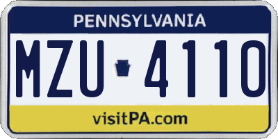 PA license plate MZU4110