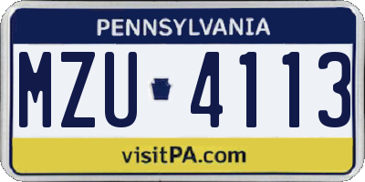 PA license plate MZU4113