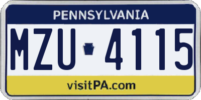 PA license plate MZU4115