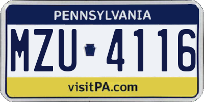 PA license plate MZU4116