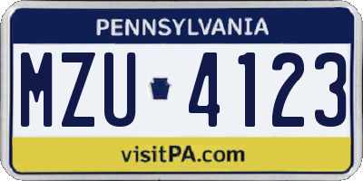 PA license plate MZU4123