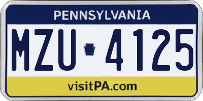 PA license plate MZU4125