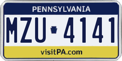 PA license plate MZU4141