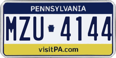 PA license plate MZU4144